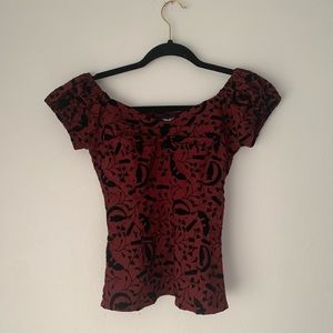 MODCLOTH X COLLECTIF Retro Velvet Maroon and Black Top